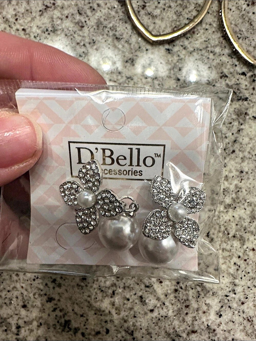 NWT Heart Hoops with Crystal Accents & D’Bello Floral Drop Earring Bundle